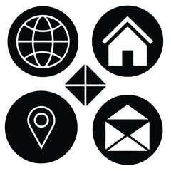 Fototapete - Web design set of vector map pointers, internet symbols, and star icons