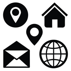 Fototapete - Vector icon set for web design: a collection of symbols like home, globe, and map buttons for internet business