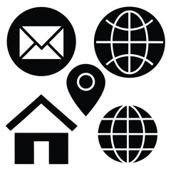 Fototapete - Globe and world map icon set for web design, perfect for global communication and internet-related concepts