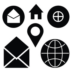 Fototapete - A collection of internet and business symbols for website design, including home, mail, and communication buttons