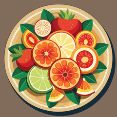 Aufkleber - Colorful Fruit Platter Illustration Design