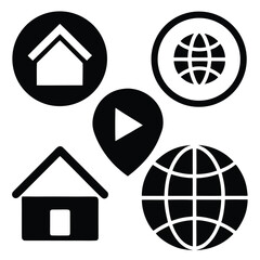 Fototapete - A global web icon set featuring symbols of internet communication, business, and travel