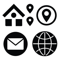 Poster - Set of vector icons for web design including symbols for home, business, email, phone, map, and more