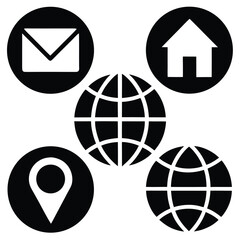 Fototapete - Vector set of web icons depicting global communication and internet network symbols