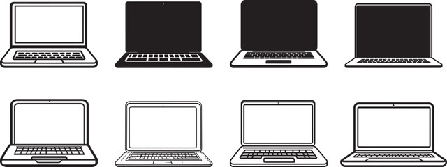 Fototapete - Laptop icon clean simple silhouette black vector illustration