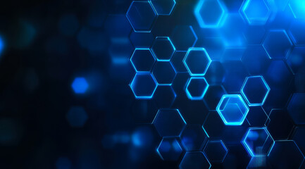 Aufkleber - Intricate blue hexagonal patterns create a mesmerizing digital landscape with glowing circles in the background