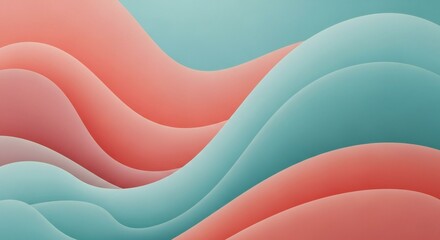 Poster - Abstract layers of flowing pastel colors intertwine softly creating a calming modern background art.