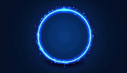 Wall Mural - Abstract blue background with glowing circles depicting a cosmic dance of planets, light, and stars in the vast universe