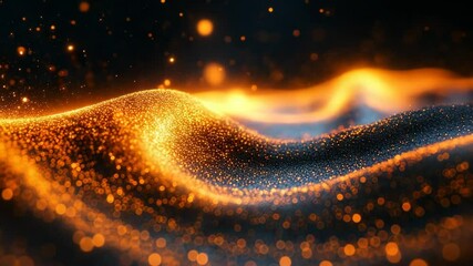 Poster - Vibrant Golden Sparkles and Waves Creating Mesmerizing Light Effects