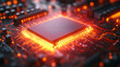 © Afanfebriana - Glowing CPU on circuit board with active connections