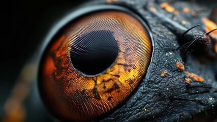 Poster - Macro view of an insect eye showcasing intricate patterns and vibrant colors in nature