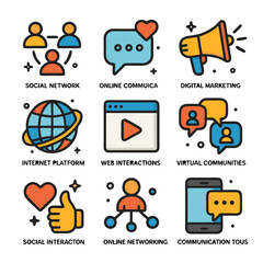 Aufkleber - Social media icons for vibrant digital marketing campaigns, suitable for websites, social media posts, presentations, and online advertising materials.