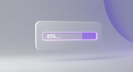 Poster - 3d rendering of a modern download or loading progress bar with eighty-five percent. Upload digital information.