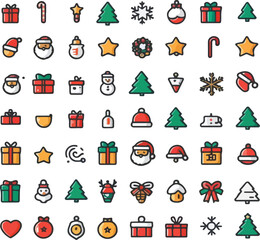 Poster - Collection of christmas themed icons arranged on a white background