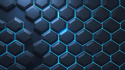 Poster - Geometric Abstract Background With Glowing Blue Grid Pattern