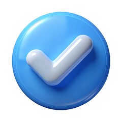 Poster - Blue circle with white checkmark symbol icon