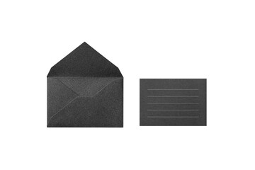 Wall Mural - an overhead view of a black lamé envelope with a black card featuring ruled lines cutout.