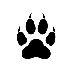 Poster - A black paw print of an animal is isolated on white background