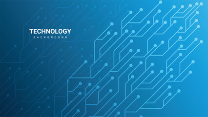 Poster - Blue tech background with circuits  TECHNOLOGY BACKGROUND text