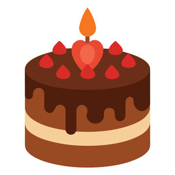 Chocolate Birthday Cake Vector Illustration. Chocolate Cake Design.
