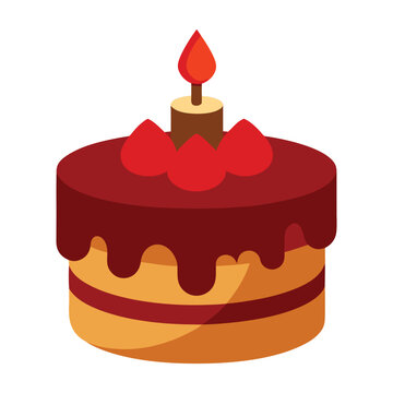 Chocolate Birthday Cake Vector Illustration. Chocolate Cake Design.