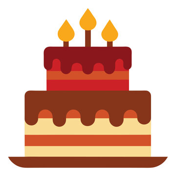 Chocolate Birthday Cake Vector Illustration. Chocolate Cake Design.