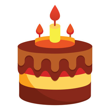 Chocolate Birthday Cake Vector Illustration. Chocolate Cake Design.