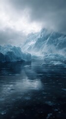 Poster - Frozen arctic glacier landscape reflected in the still waters