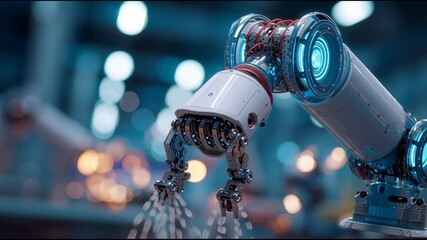 Poster - Robotic arm spraying industrial surface, demonstrating cutting edge manufacturing precision and automated technology in high tech production environment