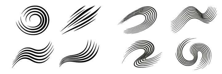 Poster - Abstract black and white swirls and lines creating dynamic and flowing shapes in geometric design