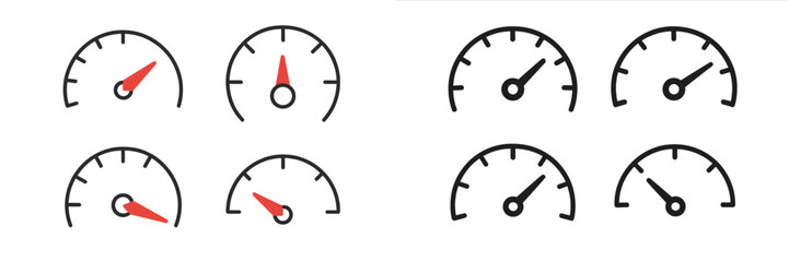 Aufkleber - Comparison of speedometer designs showcasing different styles and metrics in a simple layout