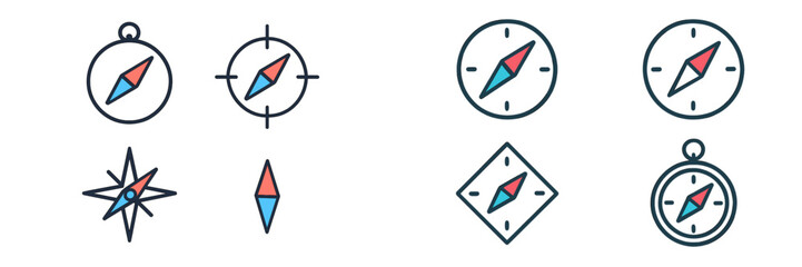 Poster - Collection of various compass designs showcasing distinct styles and orientations for navigation and exploration purposes