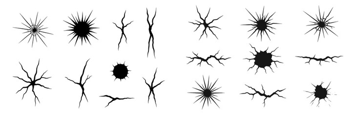 Poster - Collection of abstract black burst and crack designs for creative projects and digital art