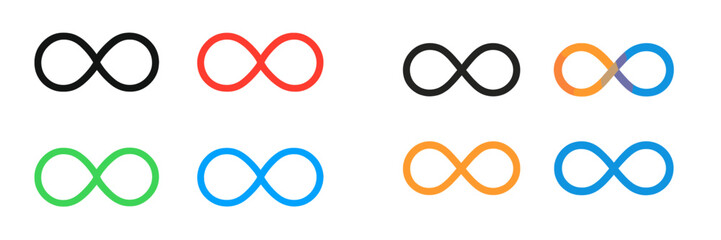 Aufkleber - Various infinity symbols displayed in different colors representing continuity and limitless potential