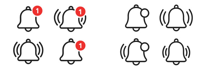 Poster - Notification icons with alerts depict varying states of activity and engagement during online user interaction