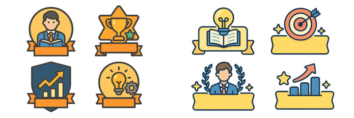 Poster - Professional development icons showcasing achievement, learning, and growth in various work-related contexts