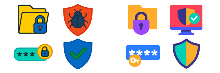 Poster - Digital security icons representing privacy protection, data security, and online safety measures in modern technology