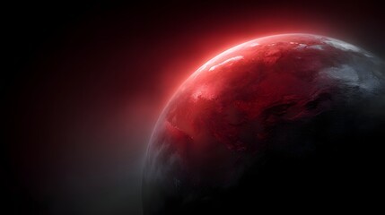Poster - A glowing red map of rising temperature over a grayscale globe model