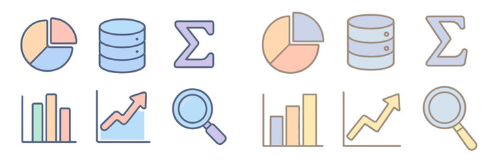 Poster - Visual representation of data analytics symbols showing charts, graphs, and data sets used in business analysis