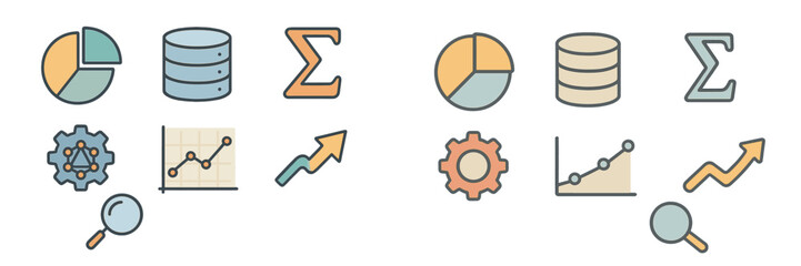 Poster - Various icons representing data analysis, statistics, and graphs in a minimalistic design for educational or professional use