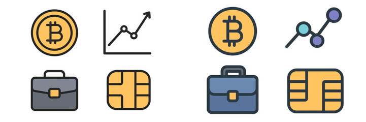 Aufkleber - Bitcoin symbols and financial icons represent digital currency trends in modern finance