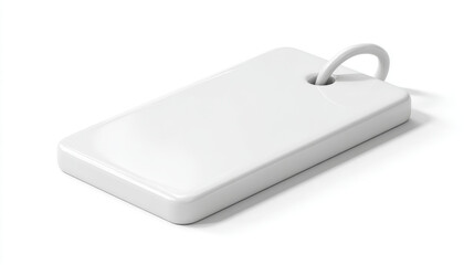Aufkleber - A minimalist 3d of a blank white tag or label, clean glossy plastic style, isometric view. Isolated on a white background. 3d illustration.