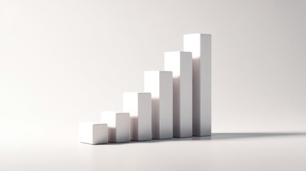 Fototapete - A minimalistic D graph with soft shadows on a white background, perfect for financial reports and presentations