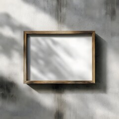 Poster - A natural wood frame on a minimalist concrete wall