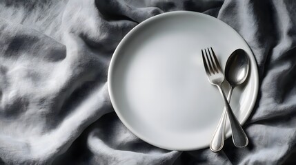 Poster - Minimalist tableware on a linen cloth