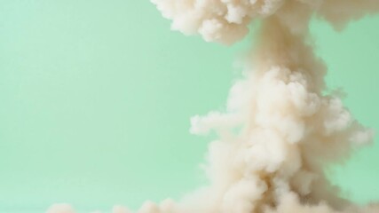Poster - Creamy Cloud in Aqua: Abstract image of off-white creamy cloud-like substance dissolving in aqua colored water, creating a dreamy, ethereal effect.