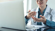 © tippapatt - Doctor using laptop computer online video call, telemedicine to patient, prescribe medicine. Tele medical, telehealth, health care service. Doctor online meeting with medical team via laptop