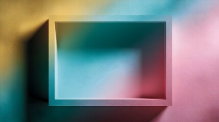Poster - Minimalist paper frame in pastel tones on a colorful backdrop