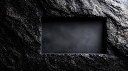 Poster - Stone border frame on natural slate background