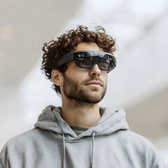 Poster - Young entrepreneur using glasses to analyze market trends
